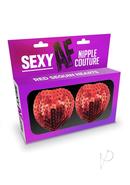 Sexy Af Hearts Nipple Couture Silicone Pasties - Red