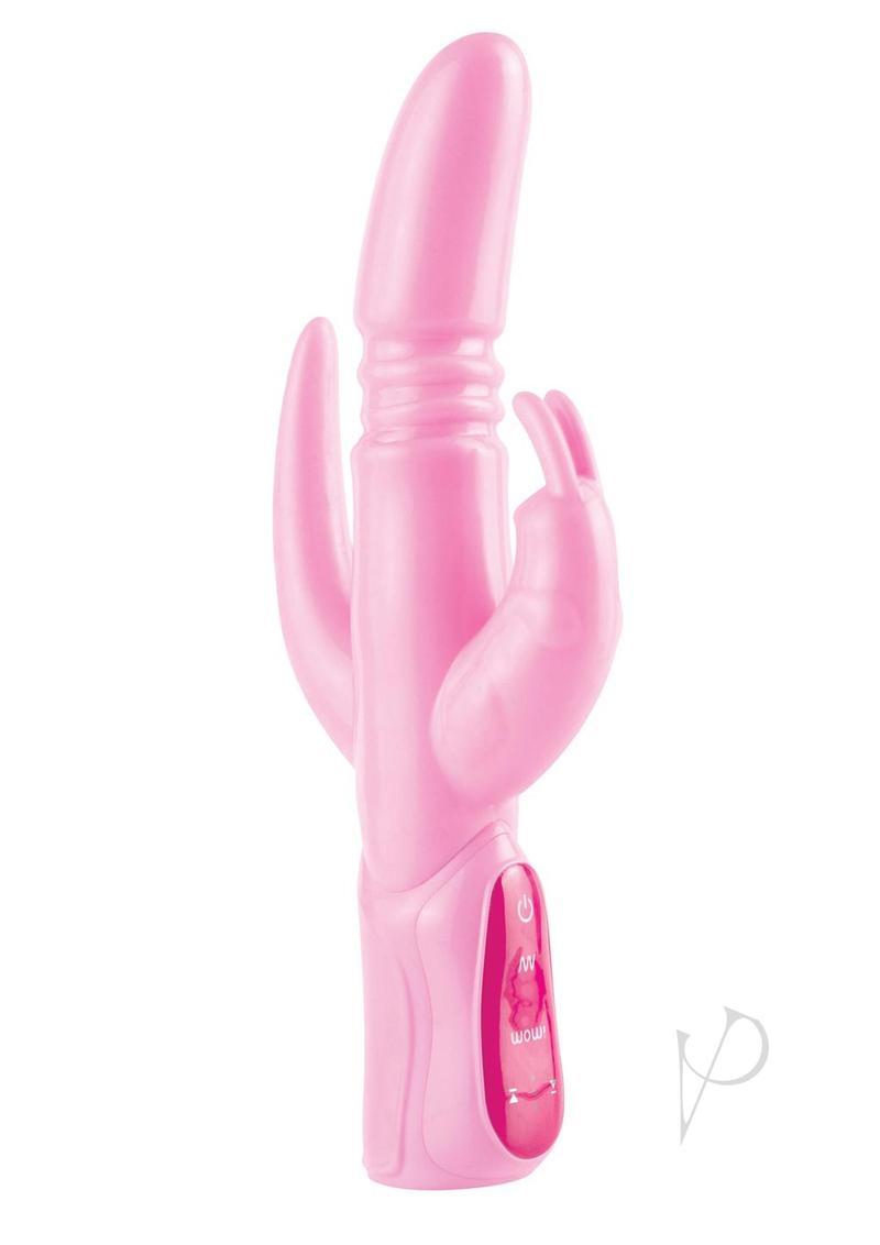 Wow! Vibe Triple Ecstacy Thruster Silicone Rabbit Vibrator - Pink