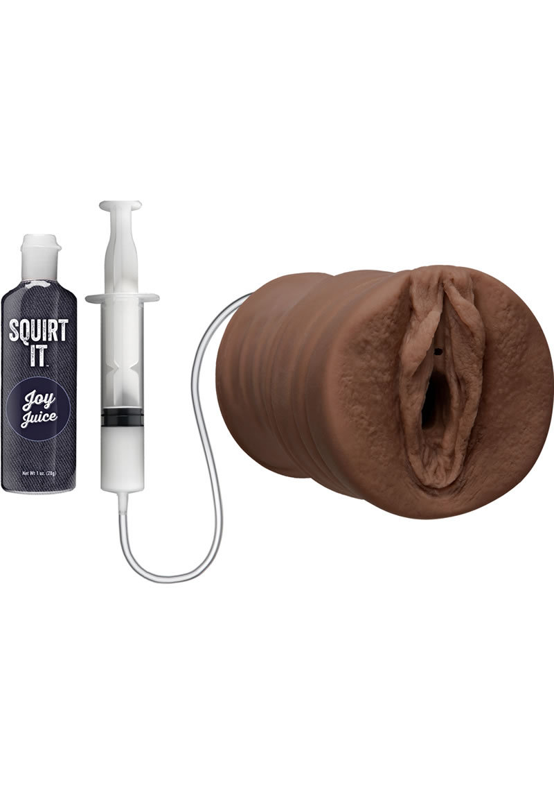 Squirt It Ultraskyn Squirting Masturbator With 1oz Joy Juice - Pussy - Chocolate